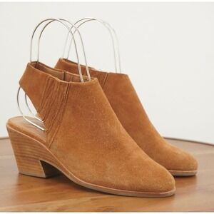 Gentle Souls Womens Harlie Slingback Sandals Booties Brown Suede Block Heel 7.5